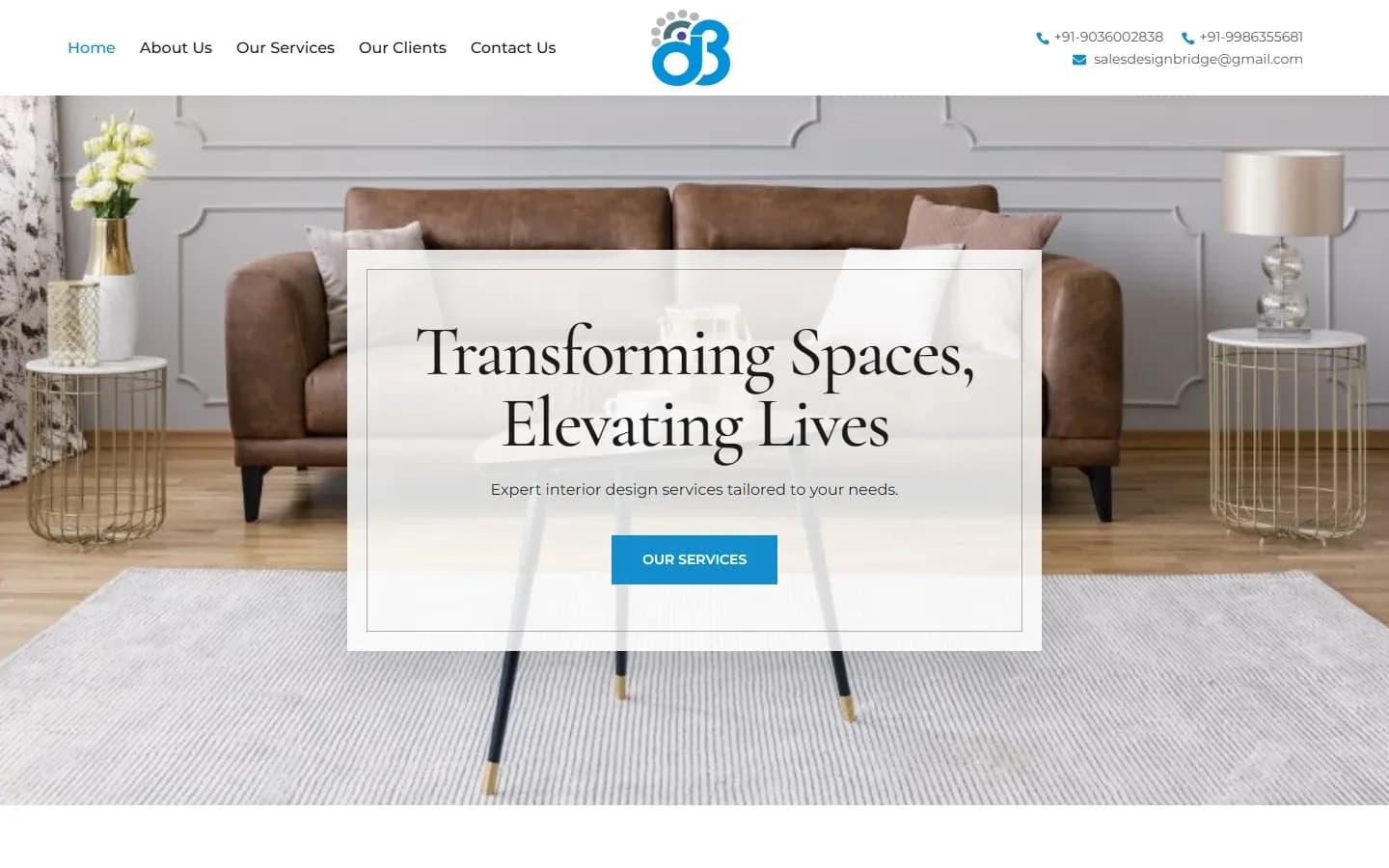 Design Bridge interior design website homepage