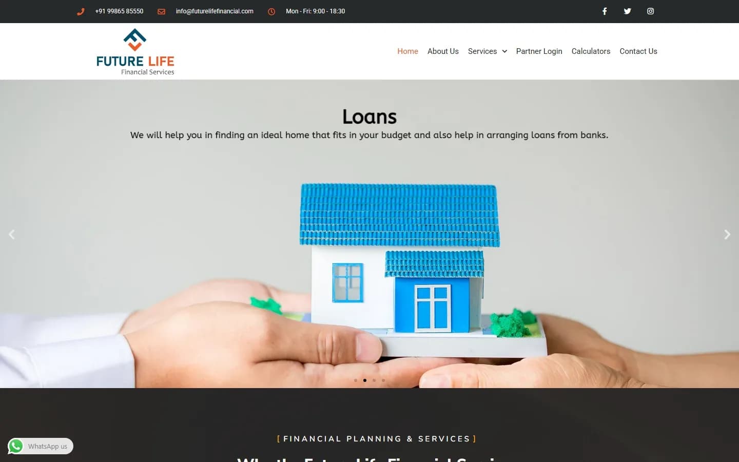 Future Life Financial Services homepage on desktop, showing its financial advisory services