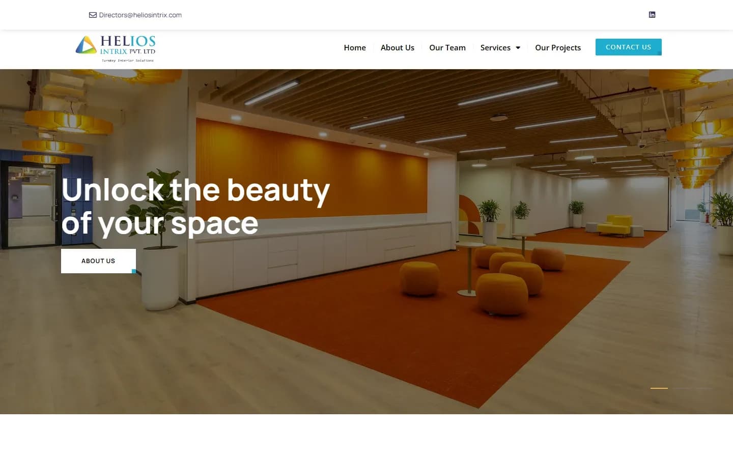 Heliosintrix website homepage showing interior design and building services