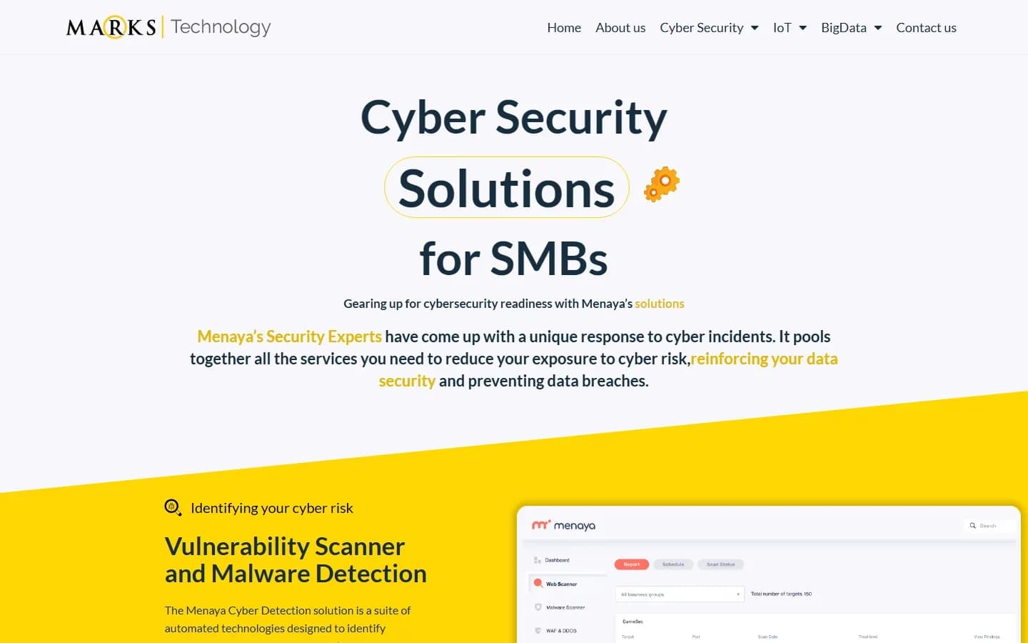 Marks Technology cybersecurity company website homepage
