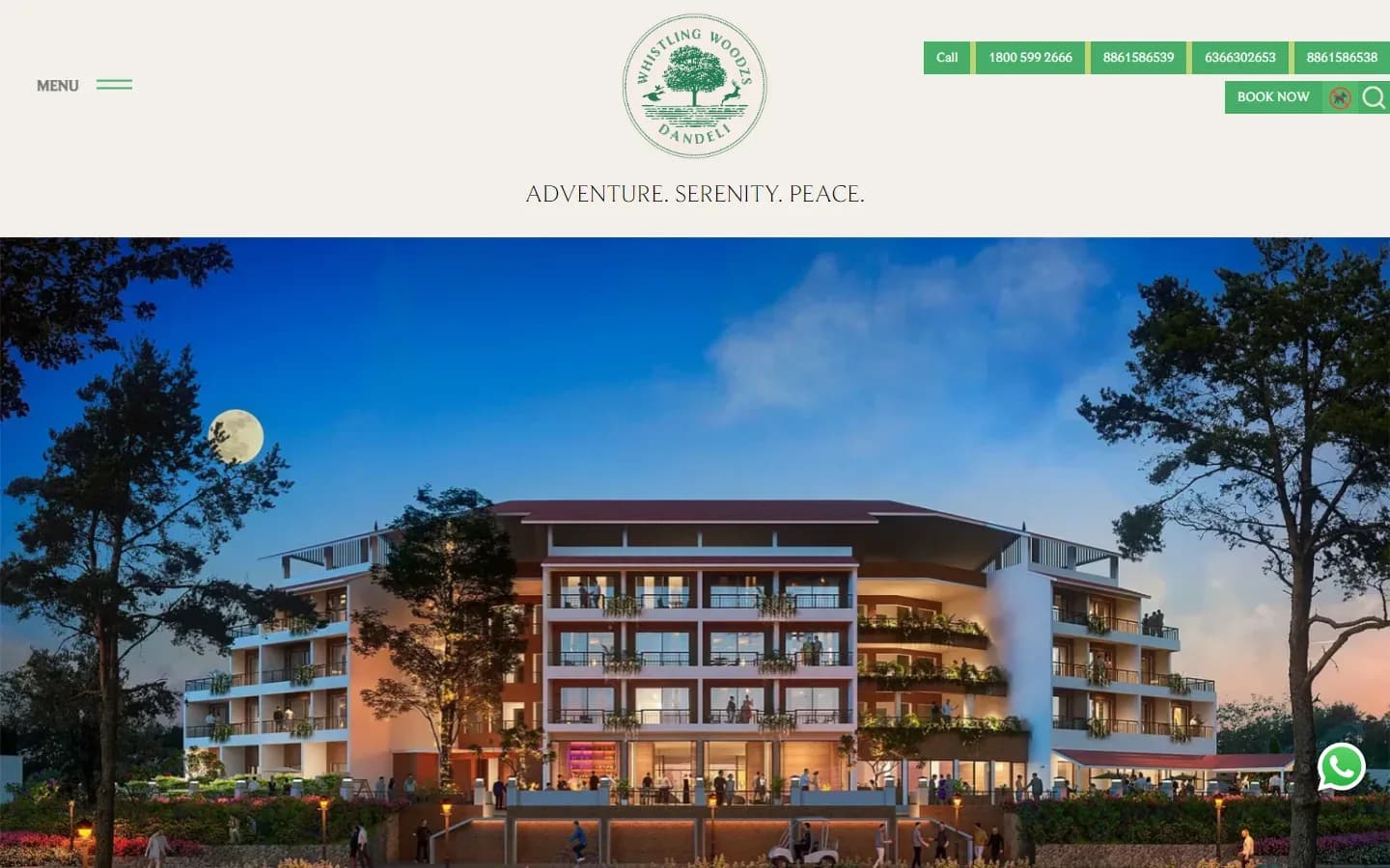 Whistling Woodzs riverside resort website homepage